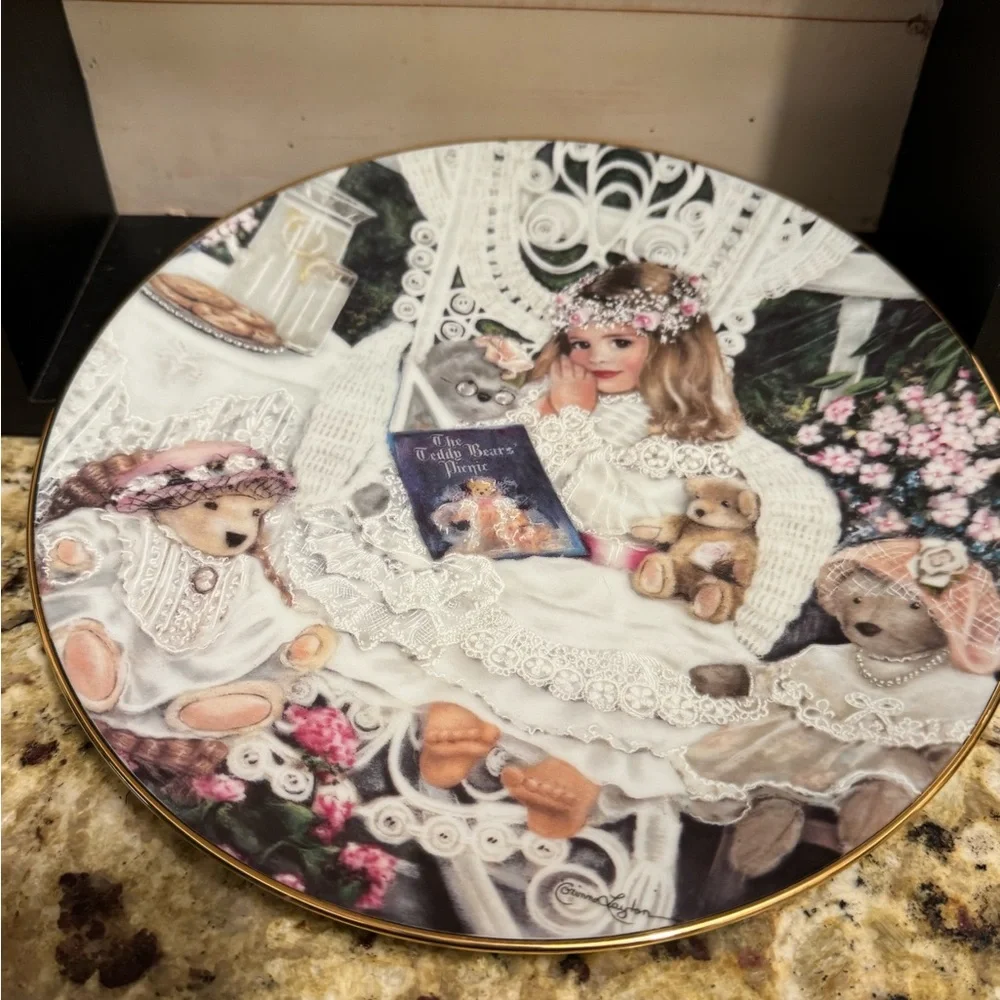 Decorative Plate with Doll and Teddy Bears